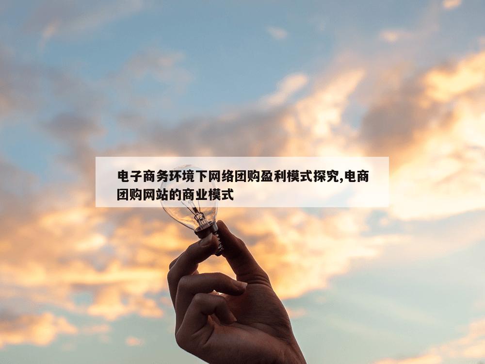 电子商务环境下网络团购盈利模式探究,电商团购网站的商业模式